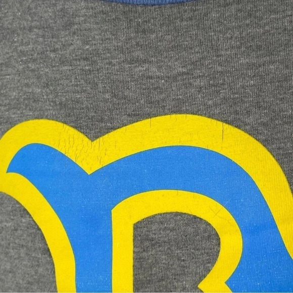 UCLA Bruins Raglan Long Sleeve T-Shirt Blue/Gray/Yellow. National Collegian Tee - Picture 6 of 7